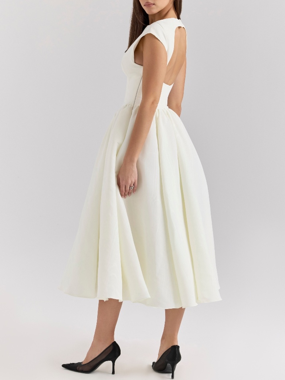 HOUSE OF CB 'Debutante' Ivory Moire Satin Midi Dress NWOT Large